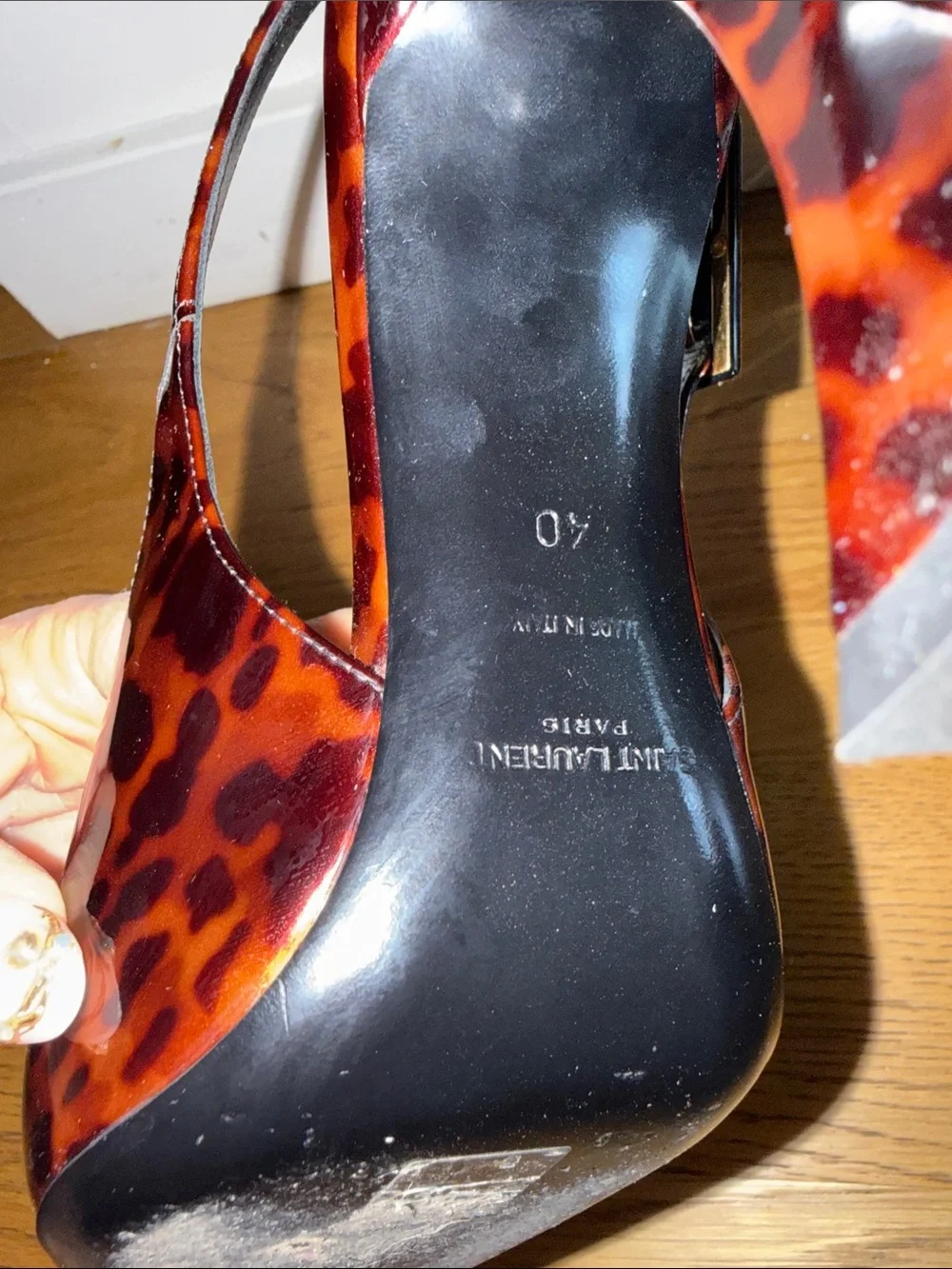 Saint Laurent Tortoiseshell Pointed Slingback Heels - Picture 6 of 10